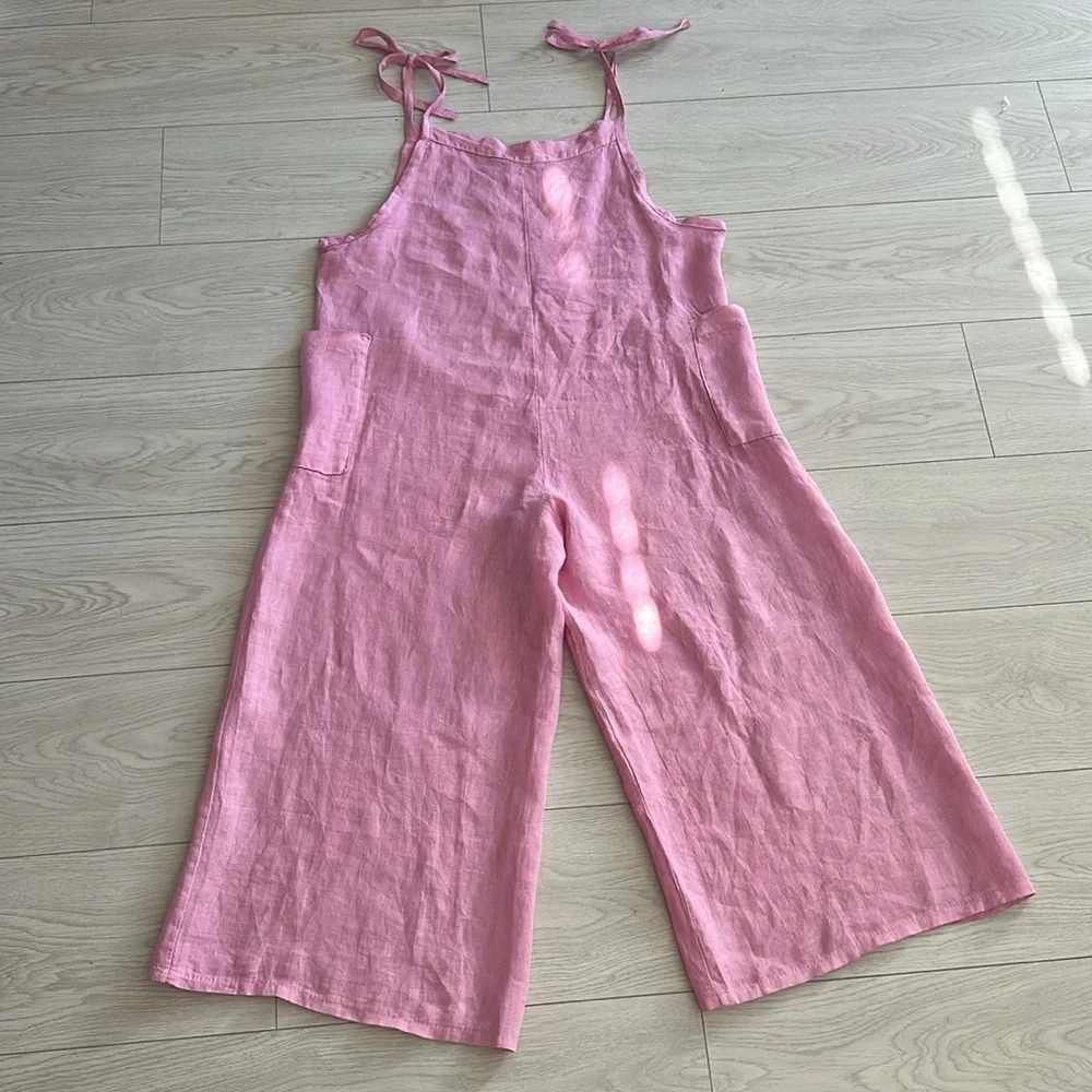 Pink Linen Jumpsuit - Picture 3 of 8